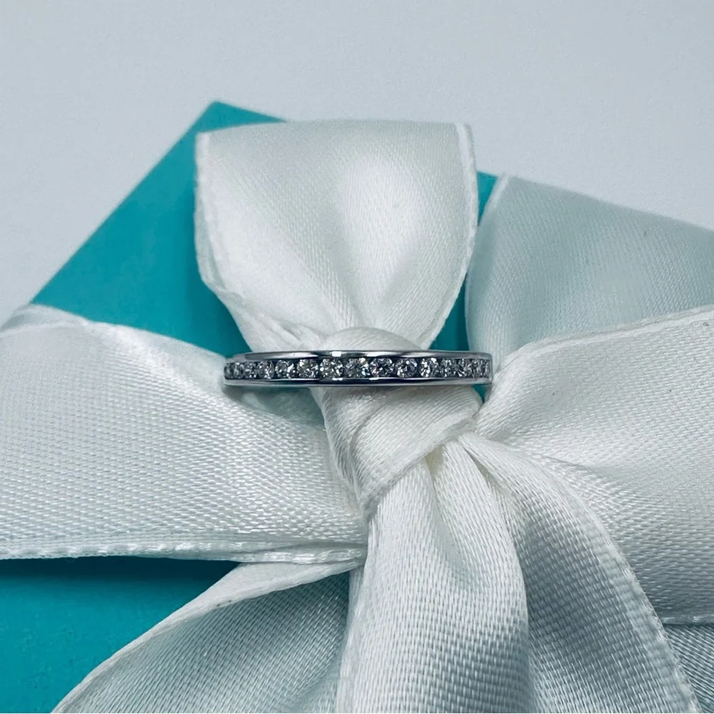 Tiffany & Co. Wedding Band with a Half-Circle of Diamonds .20 TCW w Packaging
